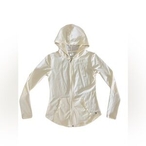 Buffbunny women’s small Spice mesh stretch hooded jacket, ivory